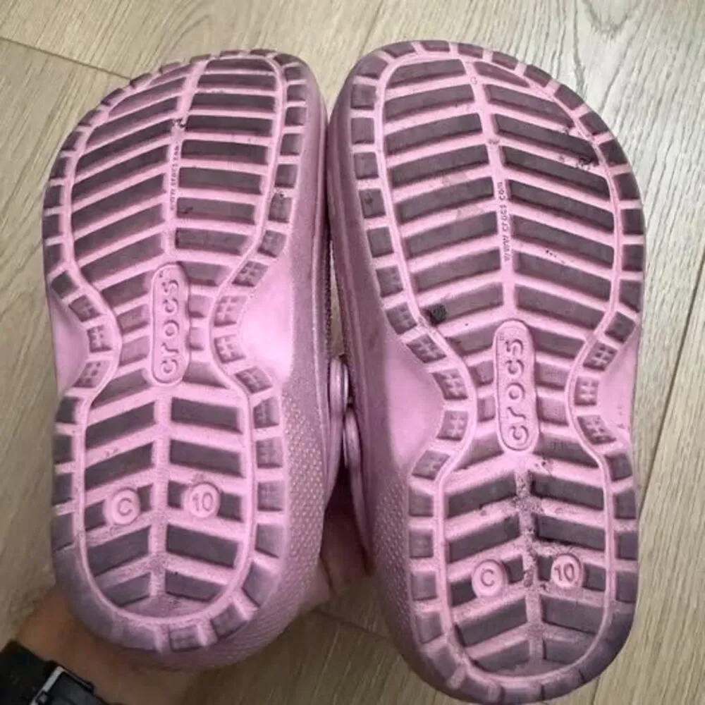 Crocs Classic Lined Pink Glitter Clogs Size C10